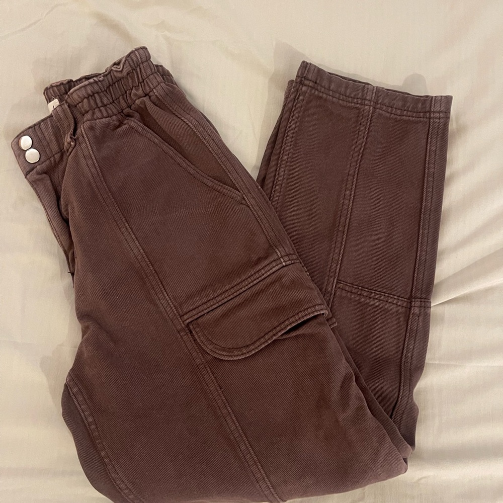 PacSun Chocolate Elastic Waist Cargo Pants